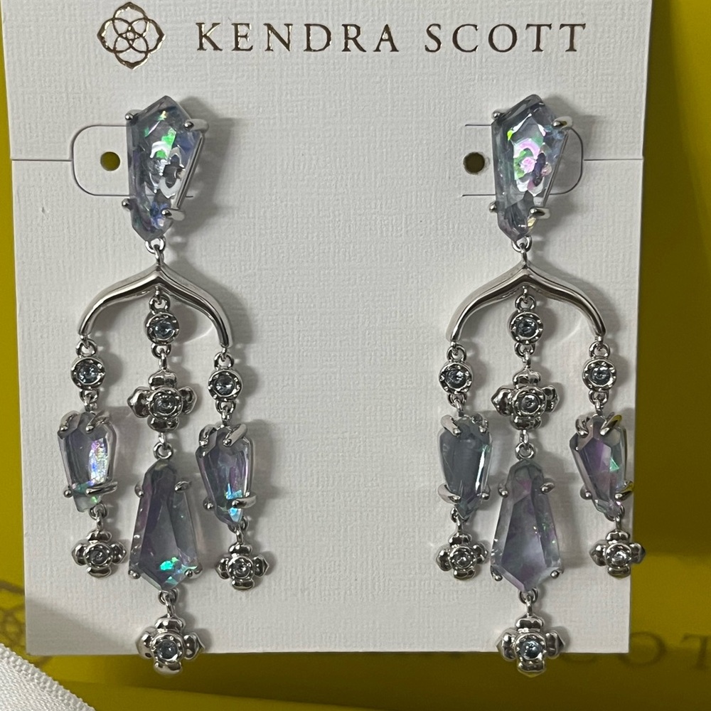 Kendra Scott Iridescent Crystal Chandelier Earrings in Silver Tone